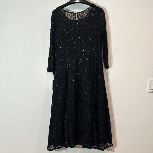 S.L.N.Y Fashions Women's Midi Length Sequin Lace Fit n Flare Dress plus 14 black - Picture 6 of 9